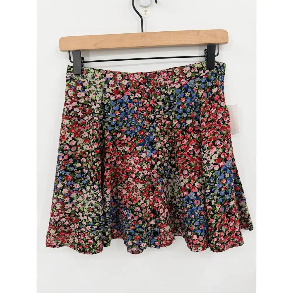 Urban Outfitters Millie Floral Button Front Mini Skirt WhimsyGoth Indie Small
